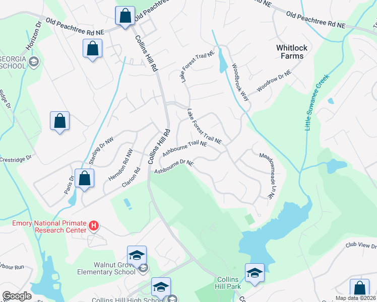 map of restaurants, bars, coffee shops, grocery stores, and more near 275 Trowbridge Lane in Lawrenceville