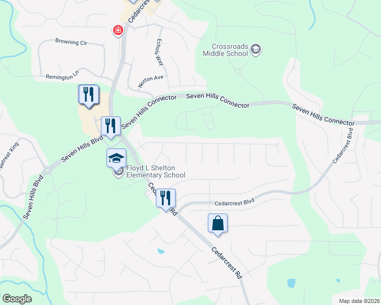 map of restaurants, bars, coffee shops, grocery stores, and more near 47 Oak Glade Lane in Dallas