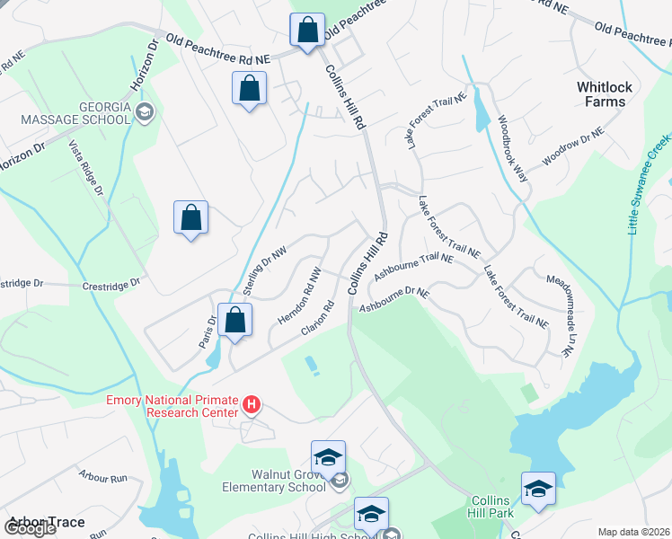 map of restaurants, bars, coffee shops, grocery stores, and more near 452 Clarion Road in Lawrenceville