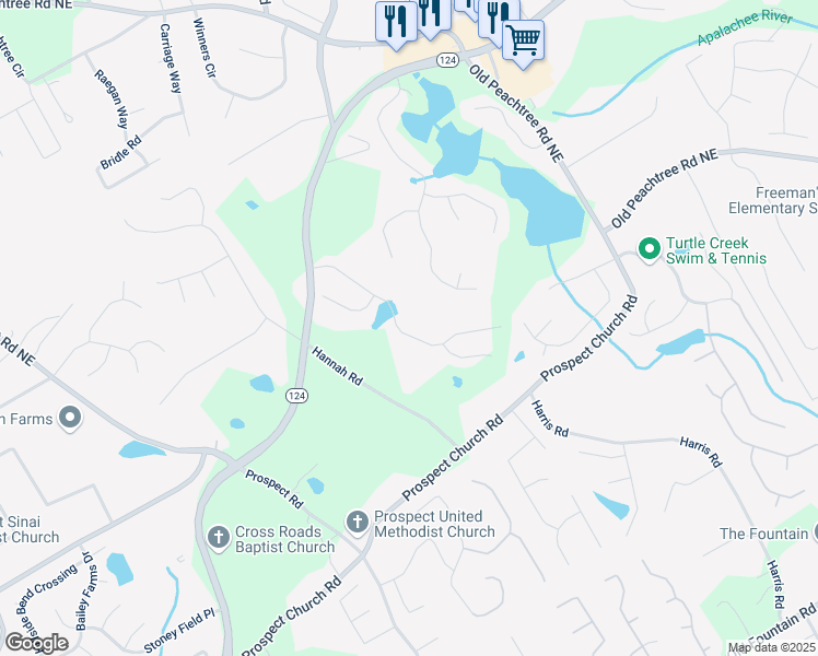 map of restaurants, bars, coffee shops, grocery stores, and more near 1705 Wellston Drive in Lawrenceville