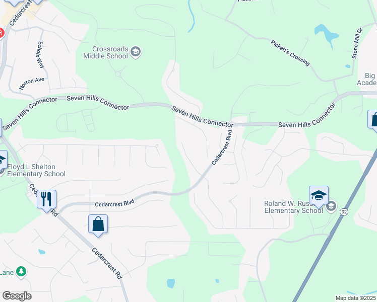 map of restaurants, bars, coffee shops, grocery stores, and more near 191 Woodland Court in Dallas