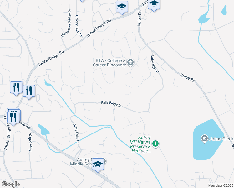 map of restaurants, bars, coffee shops, grocery stores, and more near 955 Bishopswood Place in Alpharetta