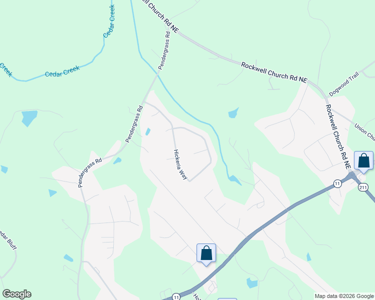 map of restaurants, bars, coffee shops, grocery stores, and more near 707 Apache Trail in Winder