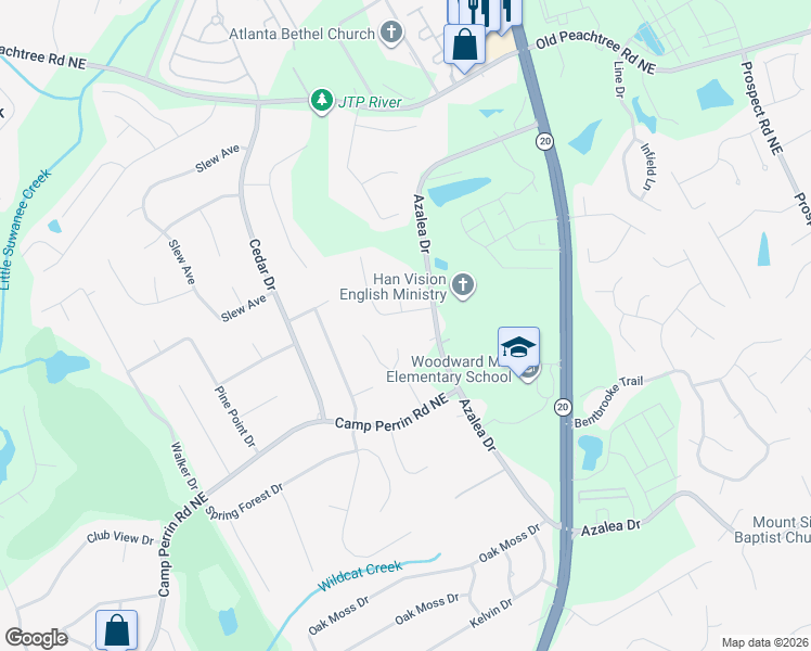map of restaurants, bars, coffee shops, grocery stores, and more near 2152 Brookfield Drive in Lawrenceville
