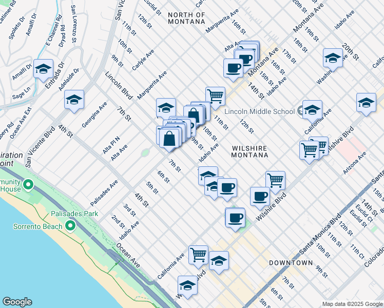 map of restaurants, bars, coffee shops, grocery stores, and more near 837 Lincoln Boulevard in Santa Monica
