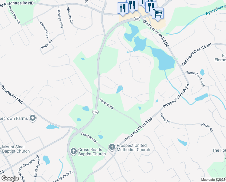 map of restaurants, bars, coffee shops, grocery stores, and more near 1649 Braselton Highway in Lawrenceville