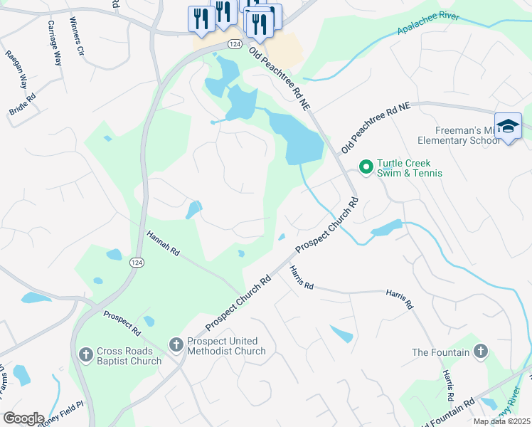 map of restaurants, bars, coffee shops, grocery stores, and more near 1515 Wellston Drive in Lawrenceville
