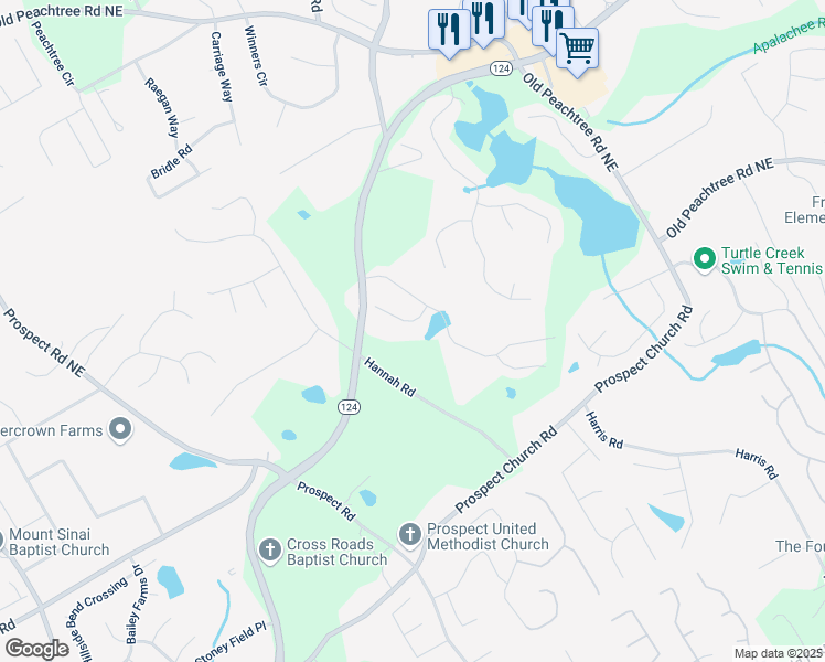 map of restaurants, bars, coffee shops, grocery stores, and more near 2091 Landsburg Way in Lawrenceville