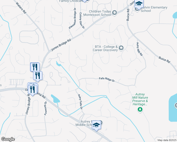map of restaurants, bars, coffee shops, grocery stores, and more near 330 Broad Leaf Court in Alpharetta