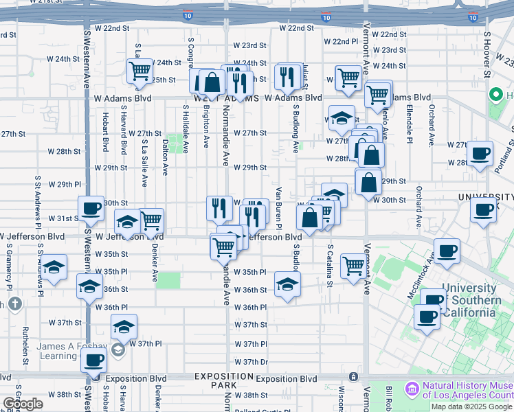 map of restaurants, bars, coffee shops, grocery stores, and more near 3001 Raymond Avenue in Los Angeles