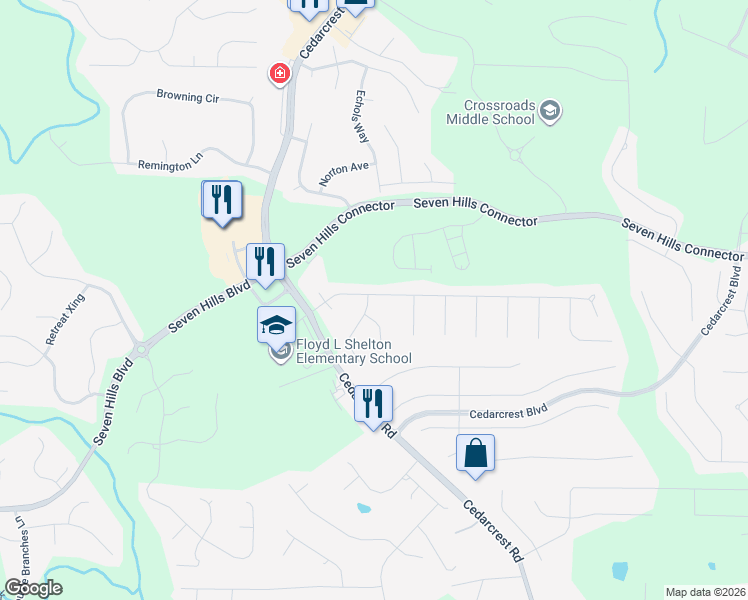 map of restaurants, bars, coffee shops, grocery stores, and more near 17 Oak Springs Lane in Dallas
