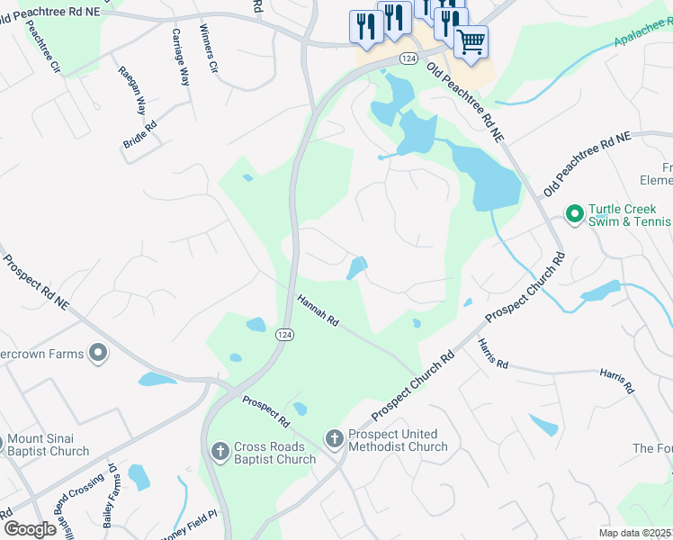map of restaurants, bars, coffee shops, grocery stores, and more near 2091 Landsburg Way in Lawrenceville