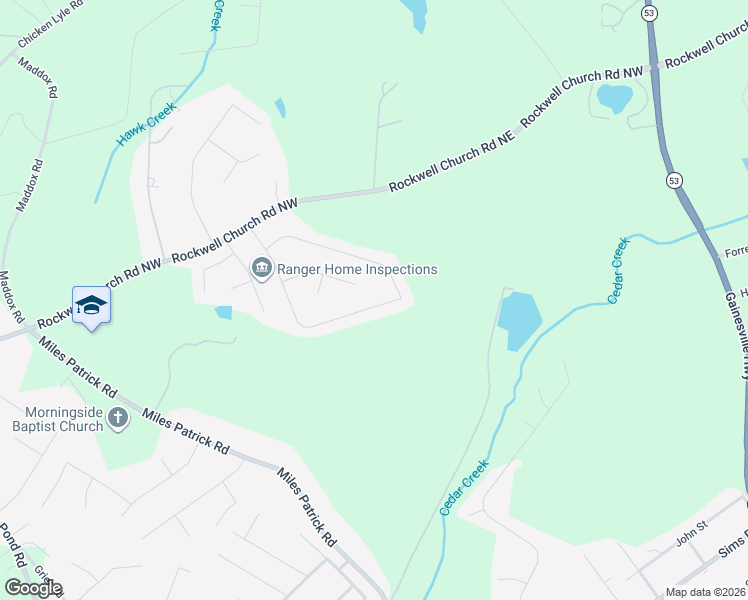 map of restaurants, bars, coffee shops, grocery stores, and more near 752 Baskins Circle in Winder