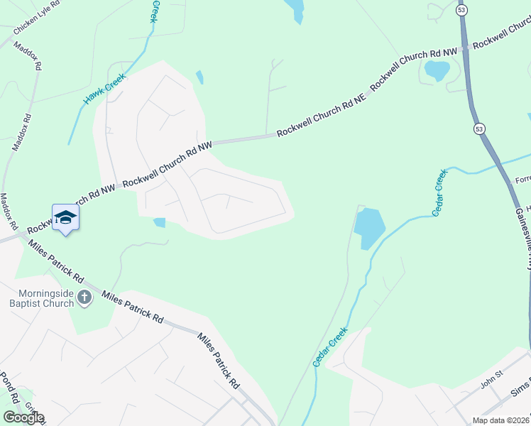 map of restaurants, bars, coffee shops, grocery stores, and more near 752 Baskins Circle in Winder