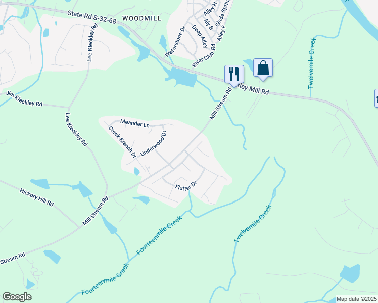 map of restaurants, bars, coffee shops, grocery stores, and more near 101 Wander Way in Lexington