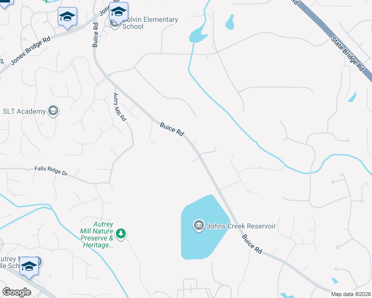 map of restaurants, bars, coffee shops, grocery stores, and more near 10110 Buice Road in Johns Creek
