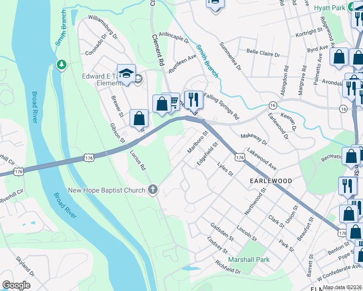 map of restaurants, bars, coffee shops, grocery stores, and more near 22 Keels in Columbia
