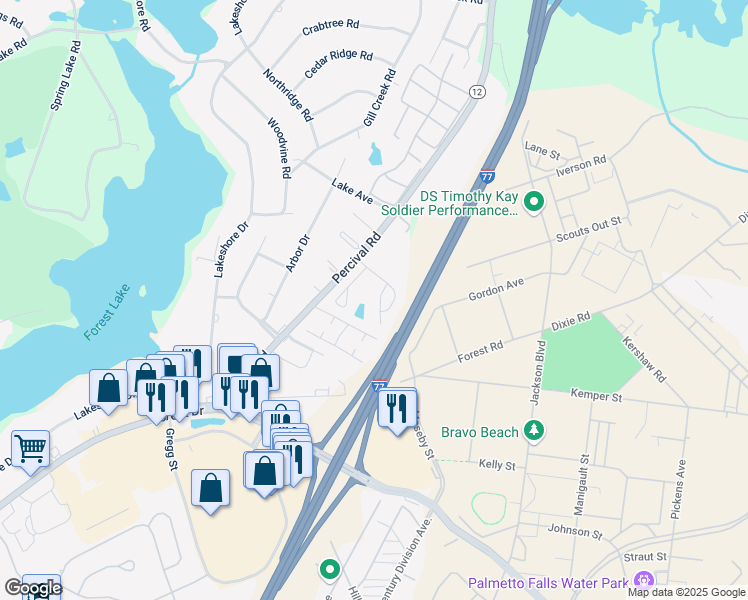 map of restaurants, bars, coffee shops, grocery stores, and more near 413 Hawkeye Court in Columbia
