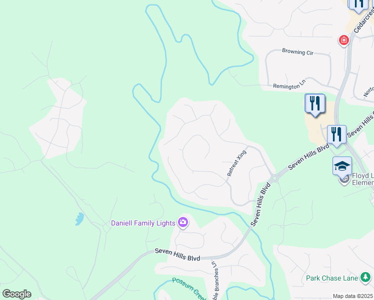 map of restaurants, bars, coffee shops, grocery stores, and more near 25 Snap Dragon Circle in Dallas