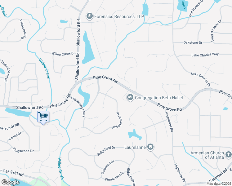 map of restaurants, bars, coffee shops, grocery stores, and more near 915 North Abbeywood Place in Roswell