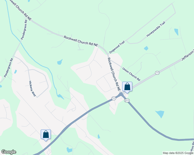 map of restaurants, bars, coffee shops, grocery stores, and more near 531 Hilldale Cir in Winder