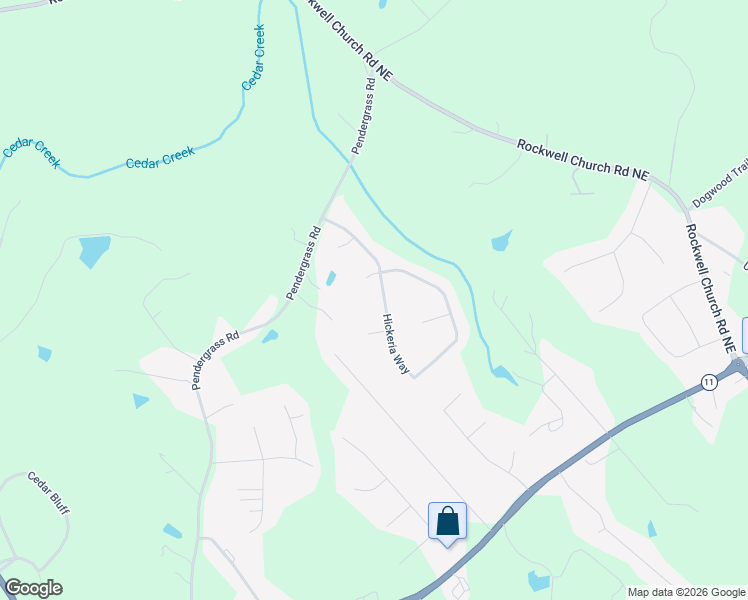 map of restaurants, bars, coffee shops, grocery stores, and more near 521 Hickeria Way in Winder