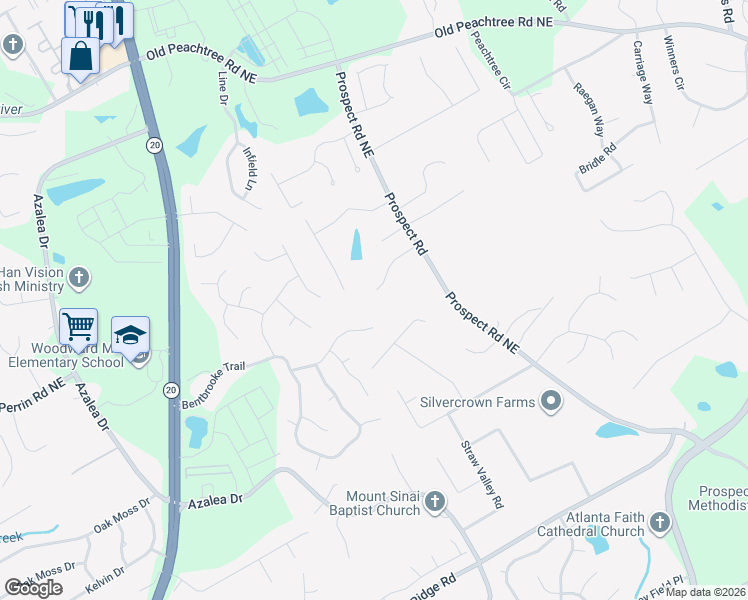 map of restaurants, bars, coffee shops, grocery stores, and more near 1281 Sunsweet Drive Northeast in Lawrenceville