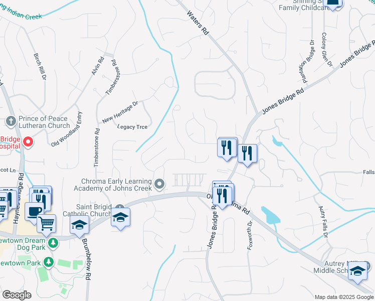 map of restaurants, bars, coffee shops, grocery stores, and more near 9935 Barston Court in Alpharetta