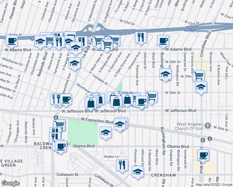 map of restaurants, bars, coffee shops, grocery stores, and more near 3010 Field Avenue in Los Angeles