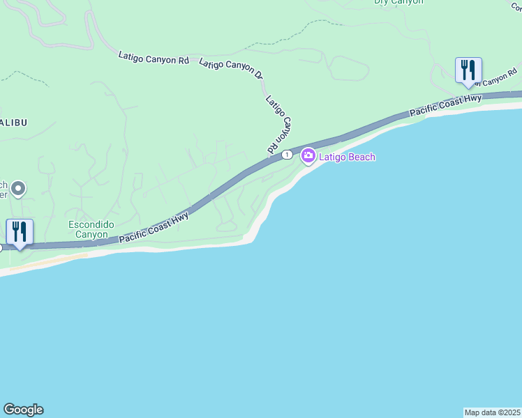 map of restaurants, bars, coffee shops, grocery stores, and more near 26730 Latigo Shore Drive in Malibu