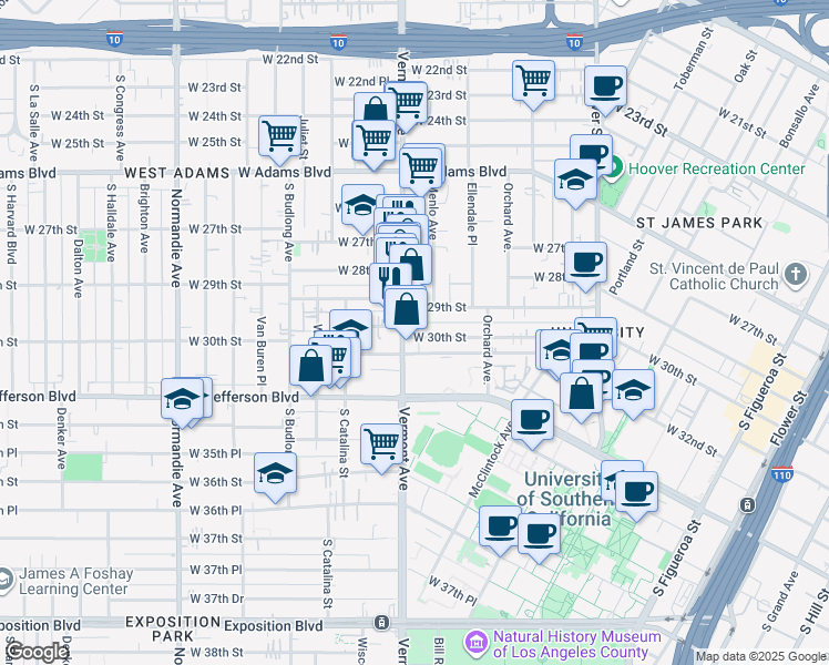 map of restaurants, bars, coffee shops, grocery stores, and more near in Los Angeles