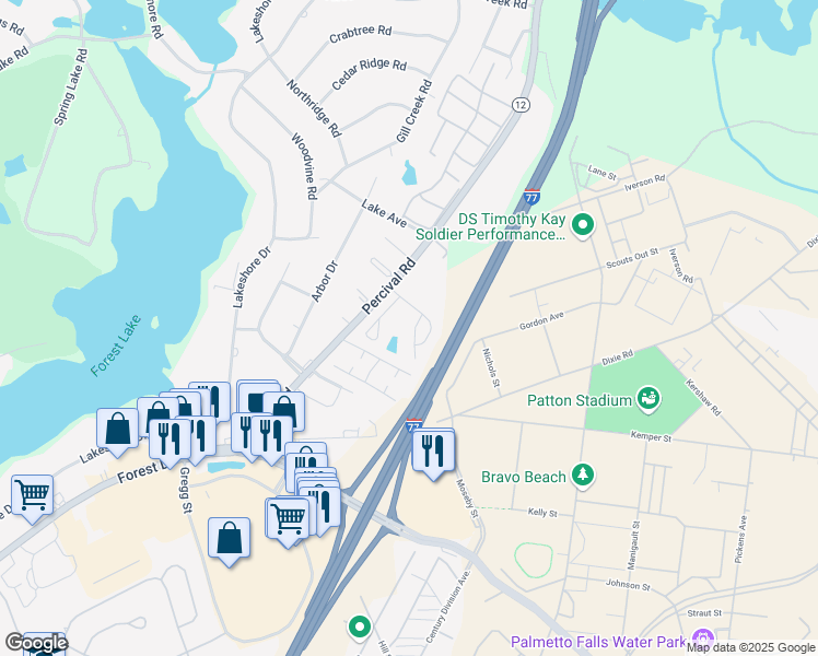 map of restaurants, bars, coffee shops, grocery stores, and more near 413 Hawkeye Court in Columbia