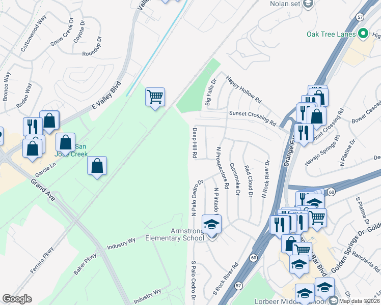 map of restaurants, bars, coffee shops, grocery stores, and more near 417 Deep Hill Road in Diamond Bar