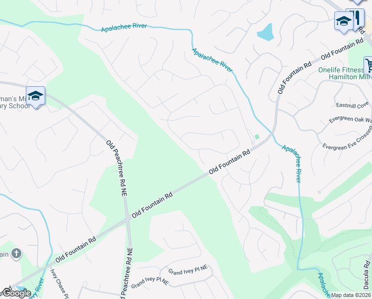 map of restaurants, bars, coffee shops, grocery stores, and more near 1745 Heatherton Road in Dacula
