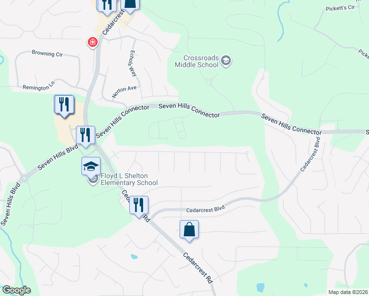 map of restaurants, bars, coffee shops, grocery stores, and more near 395 Oak Glen Drive in Dallas