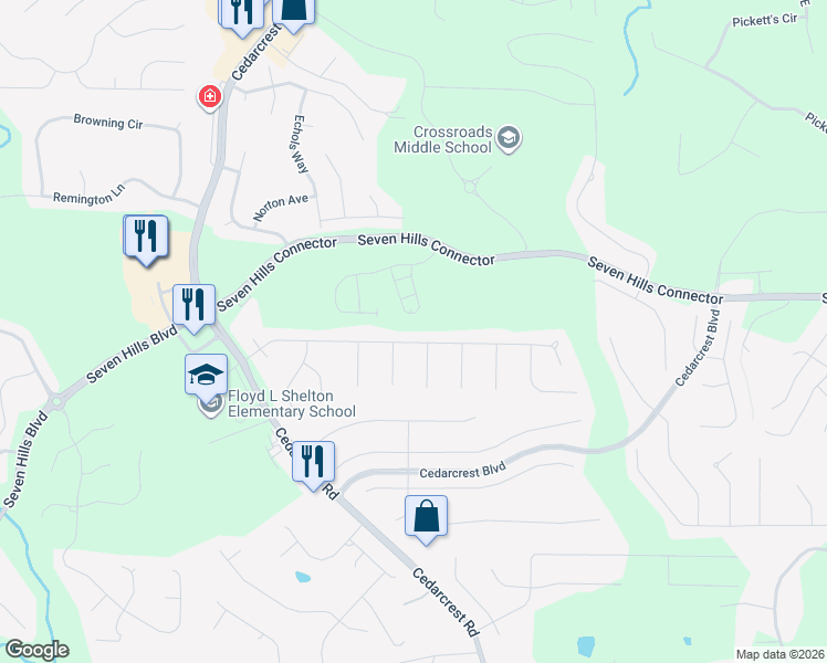 map of restaurants, bars, coffee shops, grocery stores, and more near 395 Oak Glen Drive in Dallas