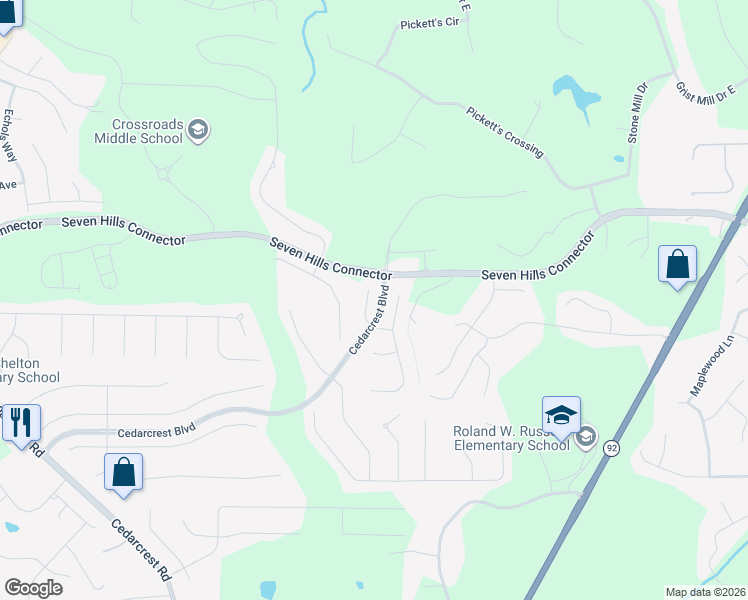 map of restaurants, bars, coffee shops, grocery stores, and more near 42 Windsor Way in Dallas
