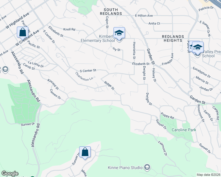 map of restaurants, bars, coffee shops, grocery stores, and more near 1478 Pacific Street in Redlands