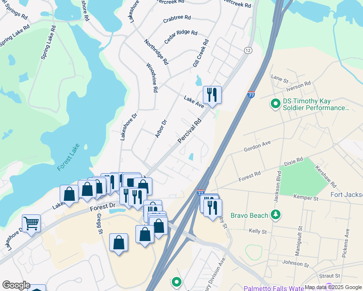map of restaurants, bars, coffee shops, grocery stores, and more near 336 Eagle Feather Loop in Columbia