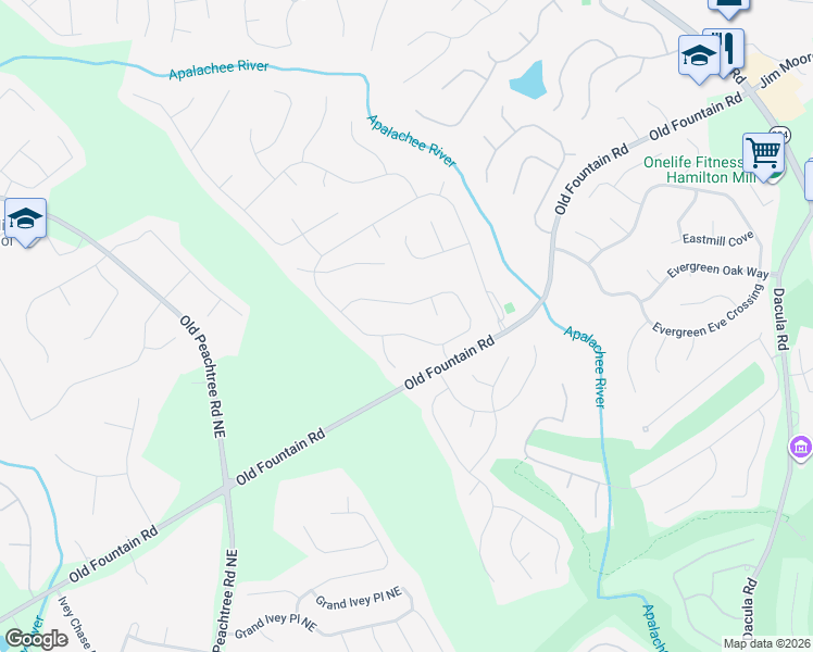 map of restaurants, bars, coffee shops, grocery stores, and more near 1845 Heatherton Road in Dacula