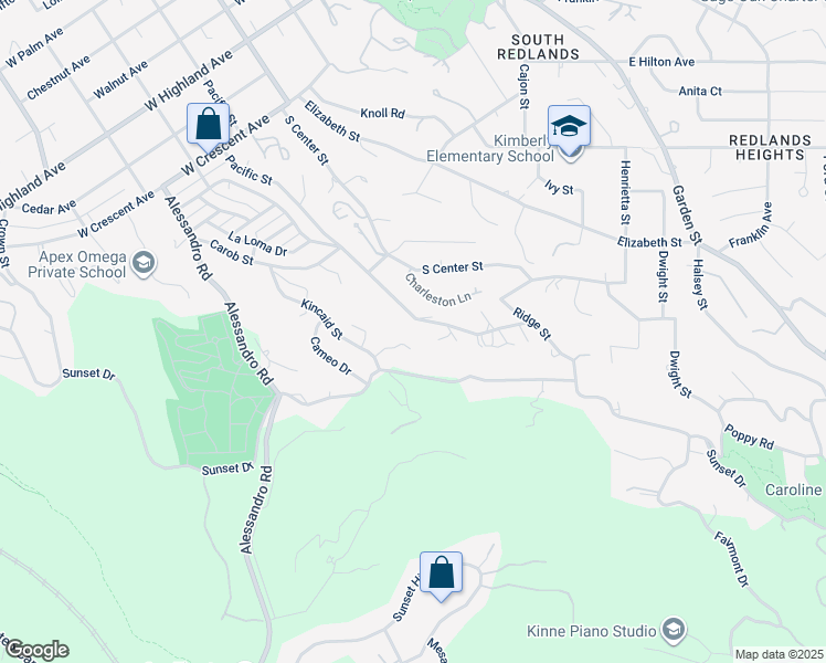 map of restaurants, bars, coffee shops, grocery stores, and more near 1434 Pacific Street in Redlands