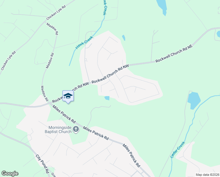 map of restaurants, bars, coffee shops, grocery stores, and more near 223 Rockwell Court in Winder