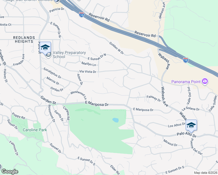 map of restaurants, bars, coffee shops, grocery stores, and more near 605 Fairway Drive in Redlands