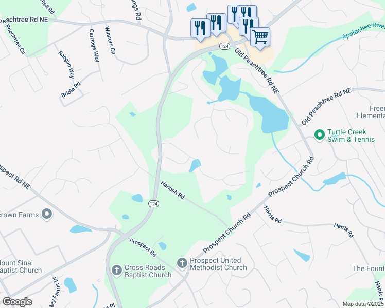 map of restaurants, bars, coffee shops, grocery stores, and more near 1815 Wellston Drive in Lawrenceville