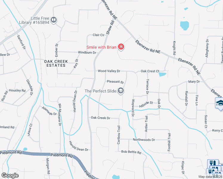 map of restaurants, bars, coffee shops, grocery stores, and more near 1512 Pine Mountain Drive in Marietta