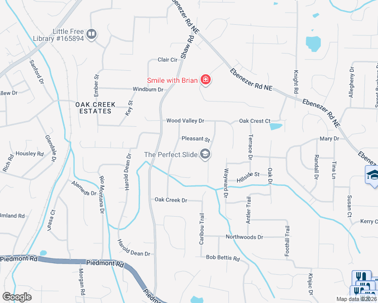 map of restaurants, bars, coffee shops, grocery stores, and more near 1512 Pine Mountain Drive in Marietta