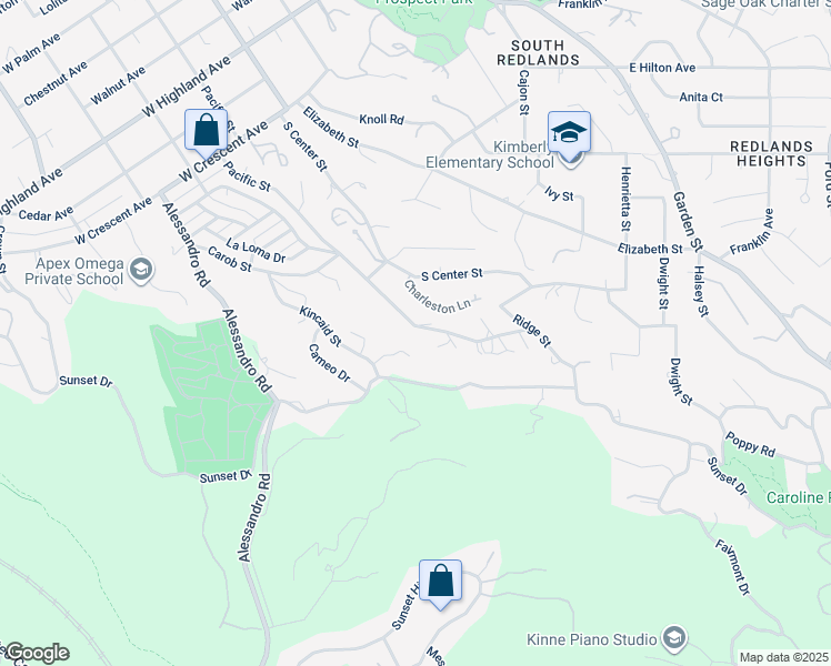 map of restaurants, bars, coffee shops, grocery stores, and more near 1434 Pacific Street in Redlands