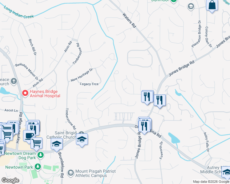 map of restaurants, bars, coffee shops, grocery stores, and more near 10000 Barston Court in Alpharetta