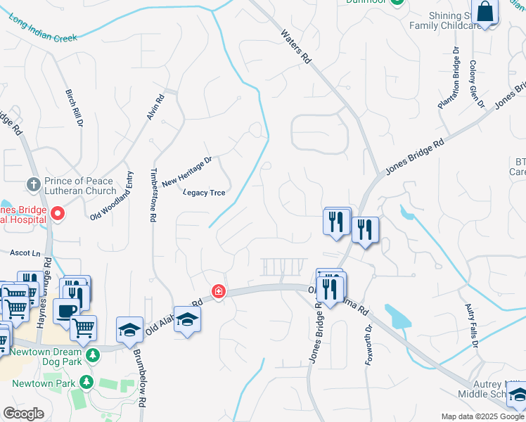 map of restaurants, bars, coffee shops, grocery stores, and more near 10000 Barston Court in Alpharetta