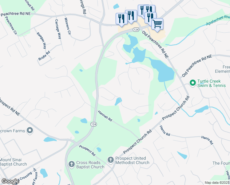 map of restaurants, bars, coffee shops, grocery stores, and more near 1835 Wellston Drive in Lawrenceville